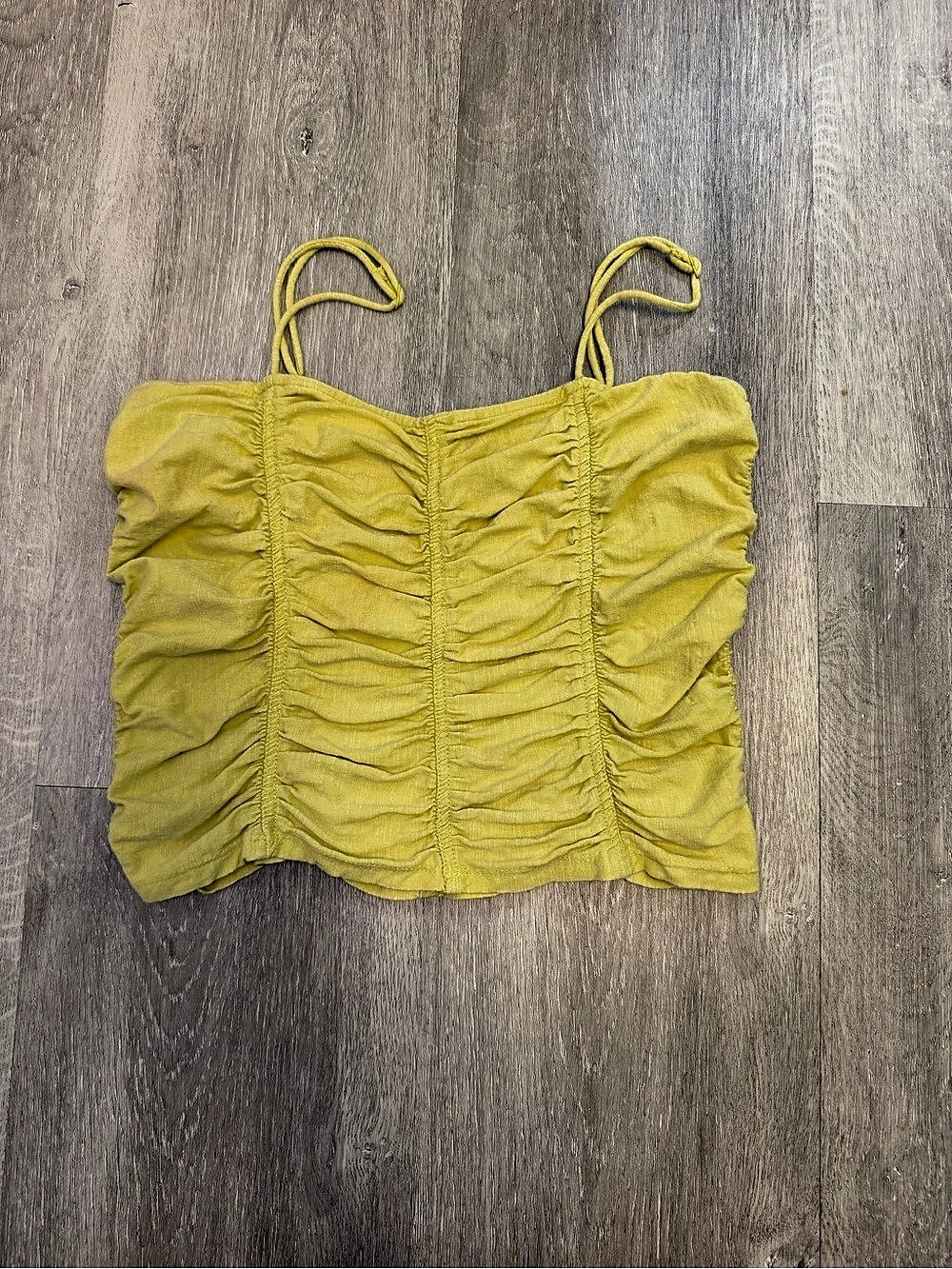 Free People Belong Together Top Ruched Crop Yellow Medium